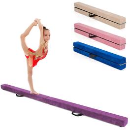 Gymax - 7FT Folding Gymnastic Beam Portable Floor Balance Beam w/Handles for Gymnasts - Purple