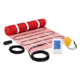 VEVOR - Floor Heating Mat, 20 Sq. ft, Electric Radiant In-Floor Heated Warm System with Digital Floor Sensing Thermostat - Black;Red