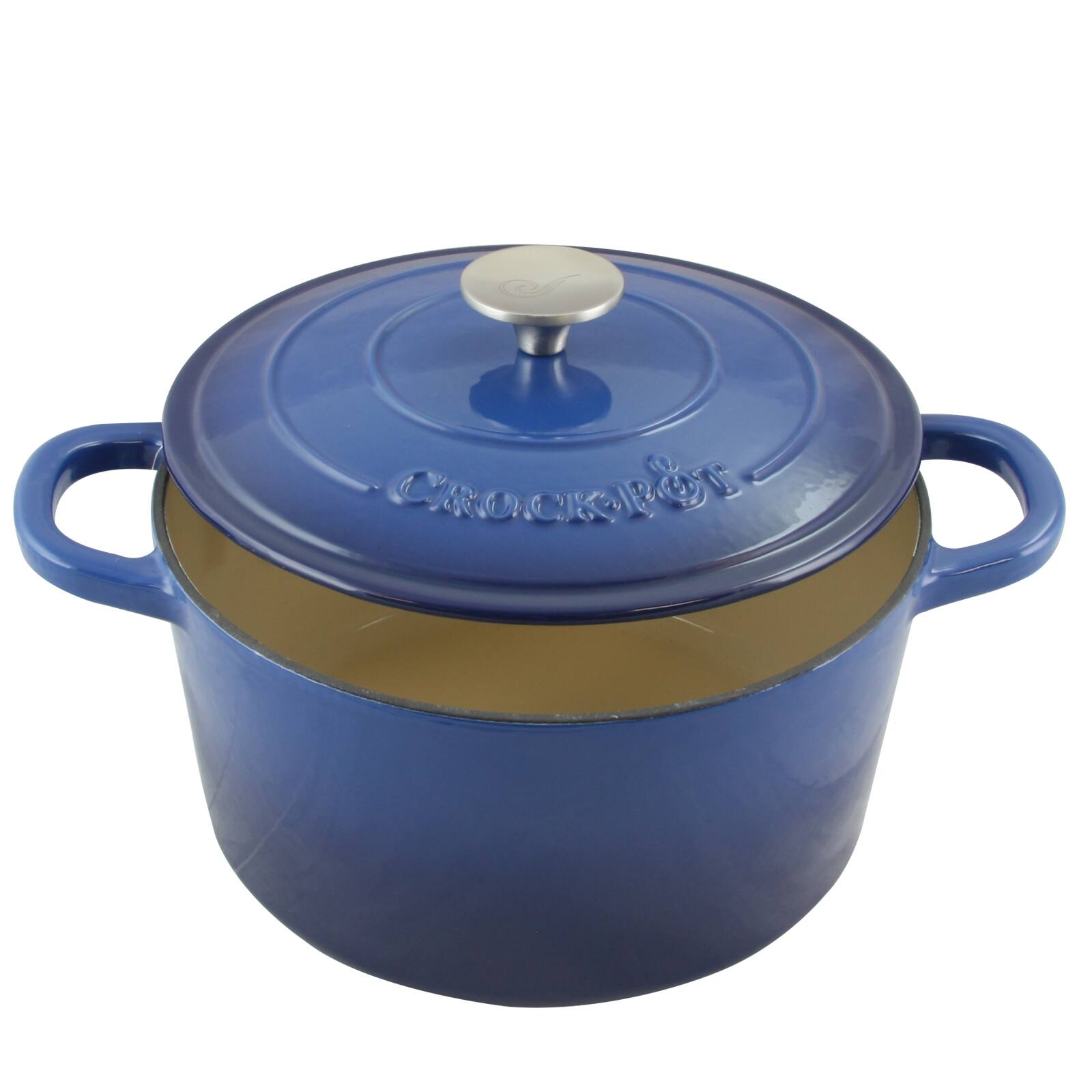 Alt View 5. Crockpot - Crock Pot Artisan 5 Quart Round Enameled Cast Iron Dutch Oven in Sapphire Blue - Sapphire Blue.