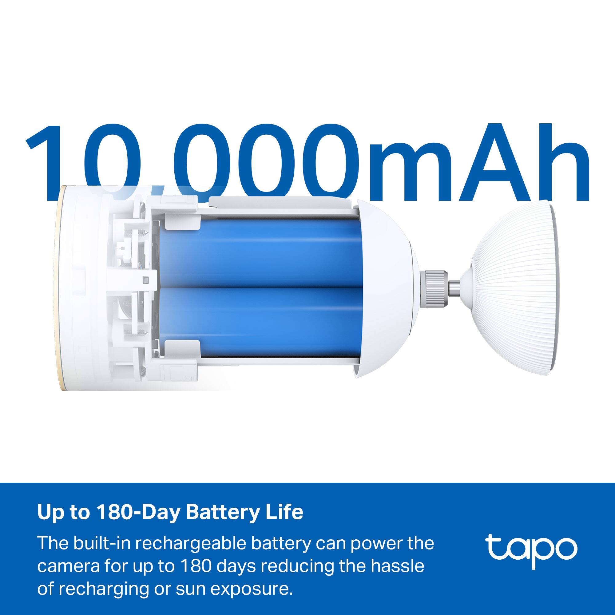 10,000mAh

Up to 180-Day Battery Life

The built-in rechargeable battery can power the camera for up to 180 days reducing the hassle of recharging or sun exposure.
