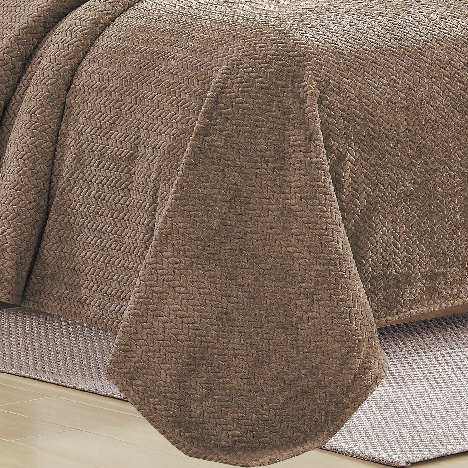 Alt View 2. Noble House - Plazatex Chevron Braided Stylish Soft Comfortable and Lightweight All Seasons Blanket King Taupe - Taupe.
