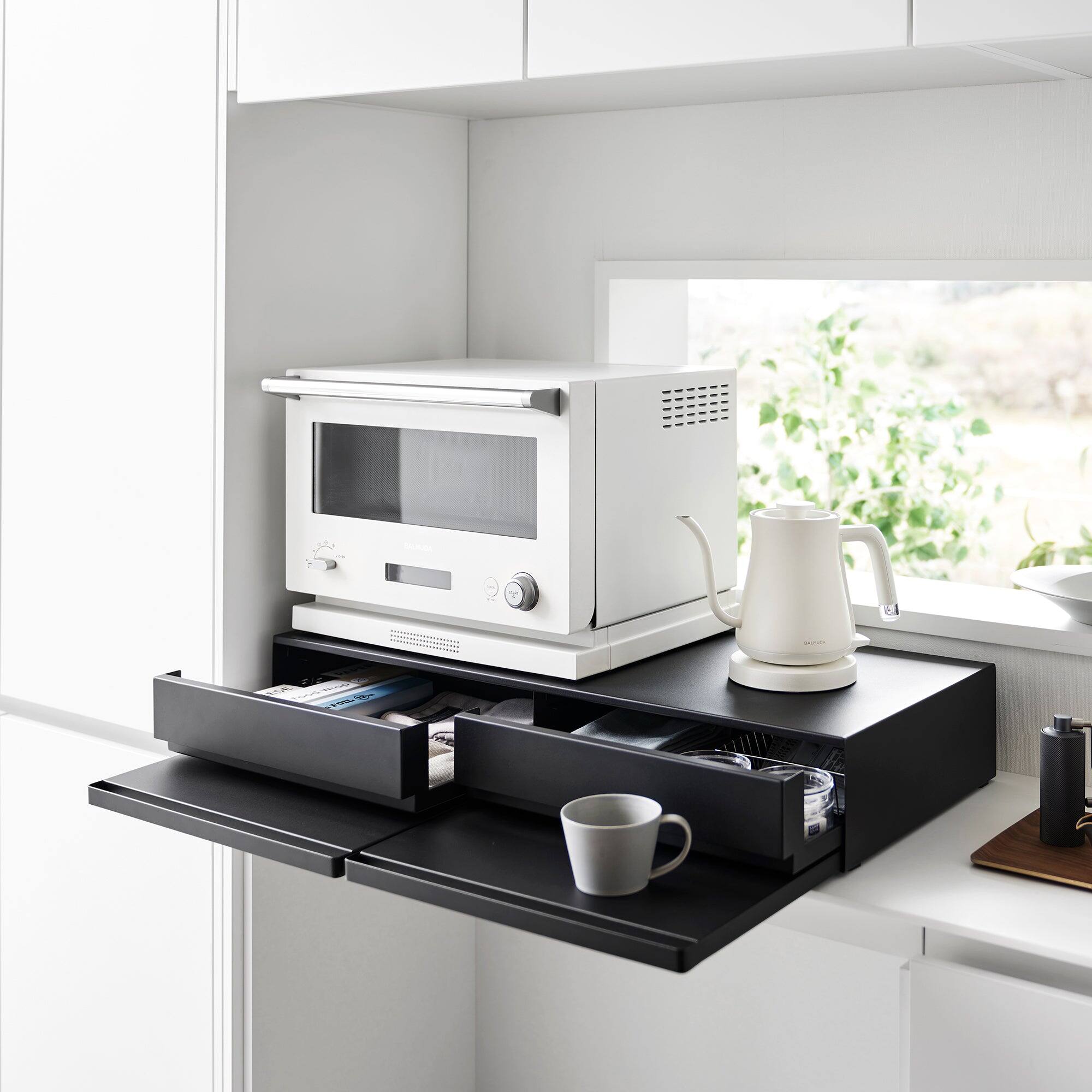 Alt View 7. Yamazaki Home - Countertop Drawer with Pull-Out Shelf - Wide - Steel - White.