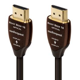 AudioQuest - Root Beer 18 49.5' 4K-8K 18Gbps In-Wall Rated HDMI Cable - Black with Brown Stripes