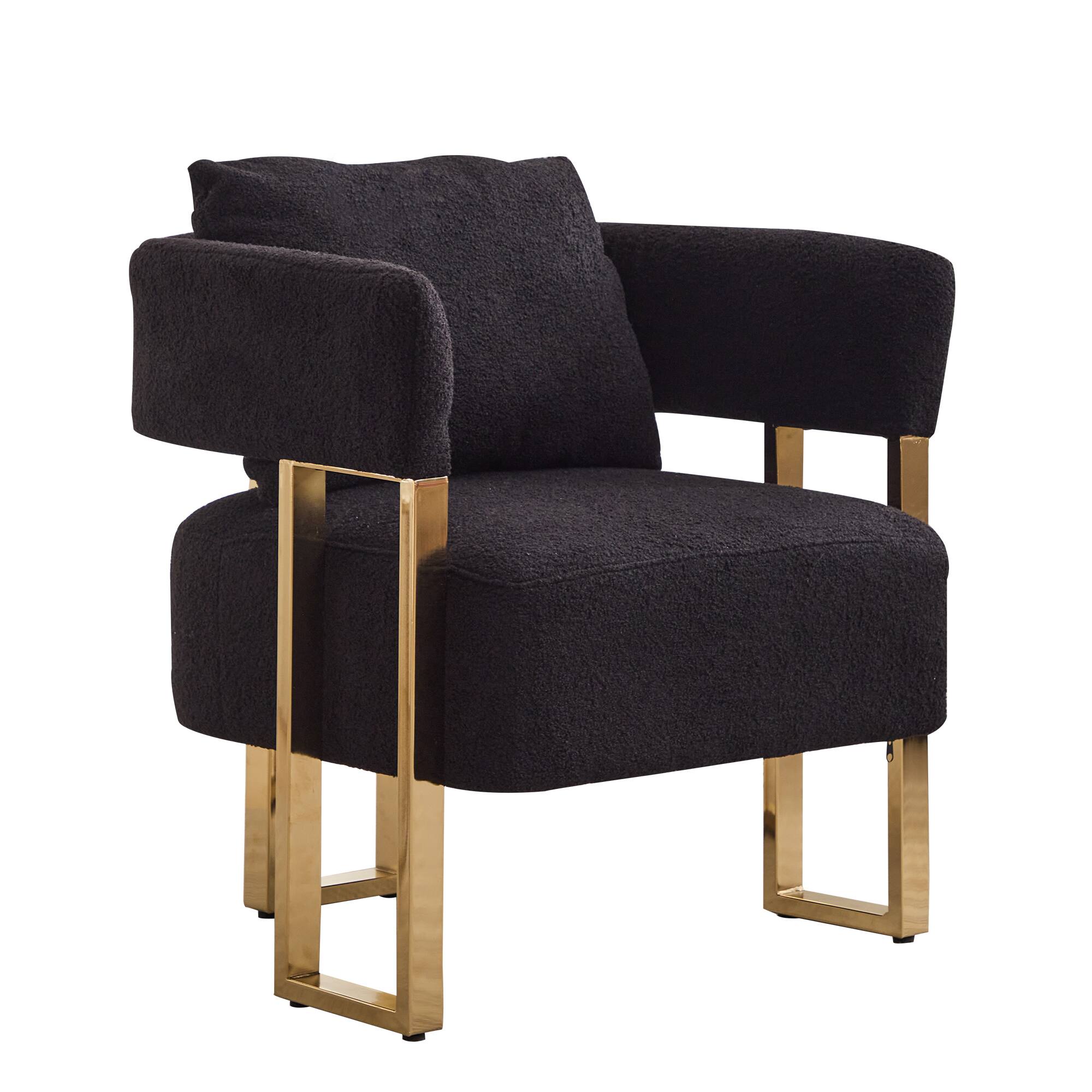 Alt View 6. APRILSOUL - Modern decorative chair with gold metal legs  suitable for dressing area reception room office - Black.