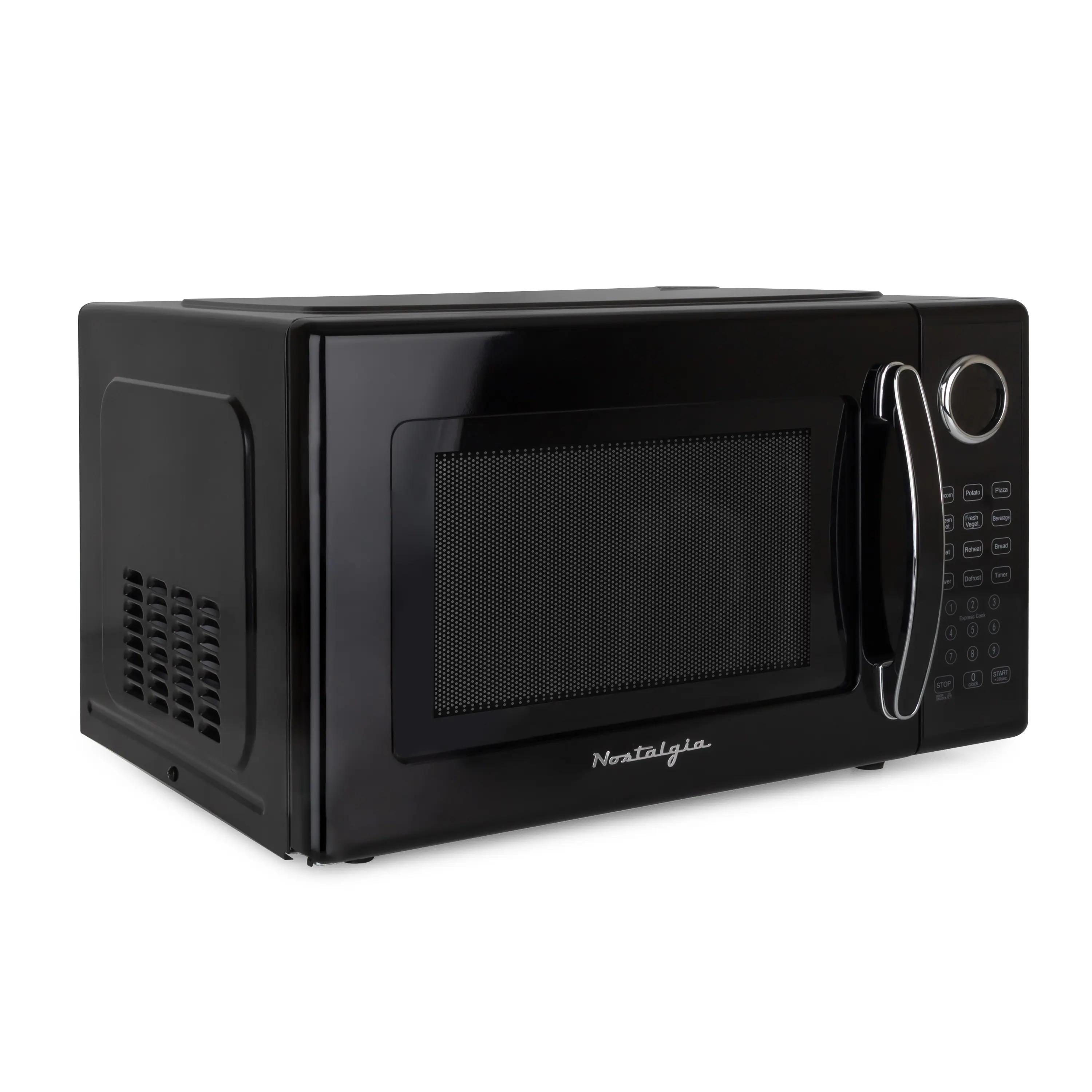 Angle. Nostalgia - Retro 1.1  cu. ft. Countertop Microwave Oven - Black - Black.
