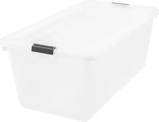 Front. IRIS USA - IRIS USA 45/68/91/144qt Plastic Storage Bins with Lids.