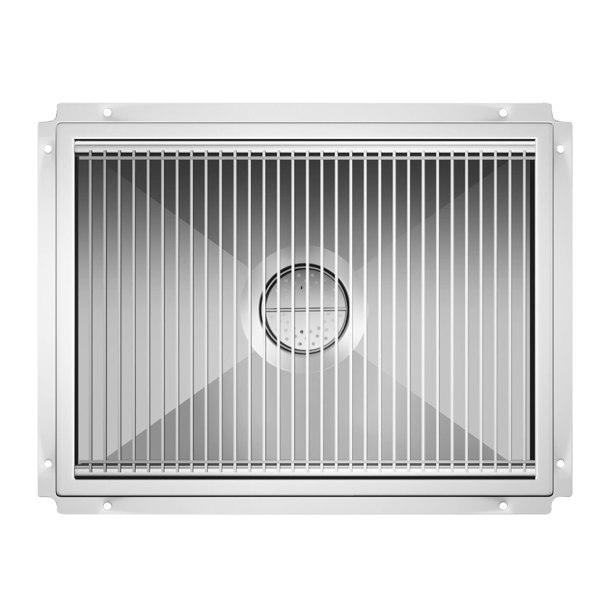 Alt View 1. Koolmore - 18" x 24" Stainless Steel Floor Trough Drain, 14-Gauge with Subway-Style Grating & Removable Drain Basket, NSF Listed - Stainless-Steel.