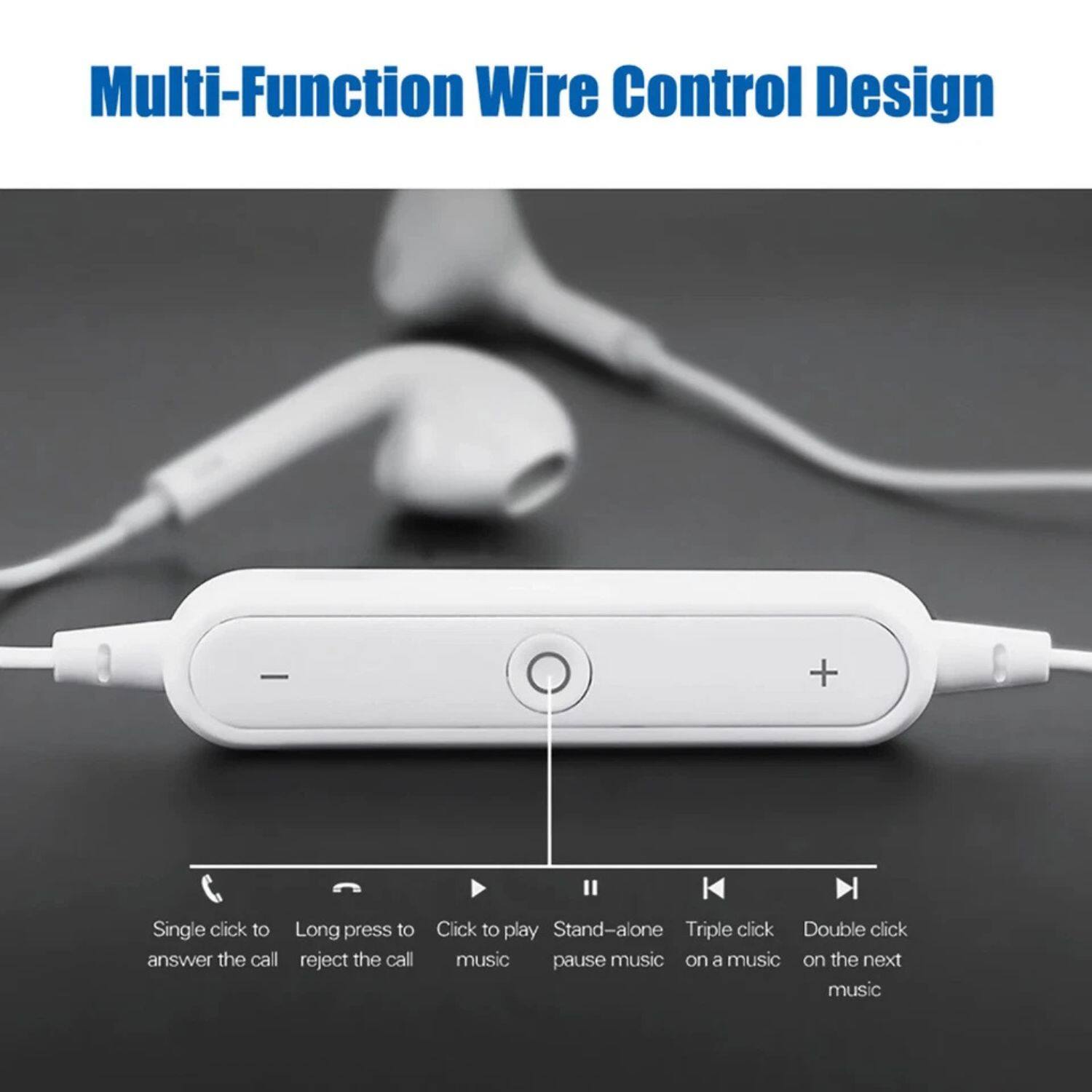 Multi-Function Wire Control Design

- Single click to answer the call
- Long press to reject the call
- Click to play music
- Stand-alone pause music
- Triple click on a music
- Double click on the next music