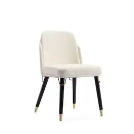 Manhattan Comfort - Estelle Modern Wood Vegan Leather Dining Chair - Cream