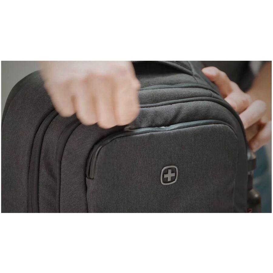 Alt View 3. SwissGear - Wenger MX Professional Carrying Case (Backpack) for 10" to 16" Notebook - Heather Gray - Water Resistant Zipper - Charcoal Gray.