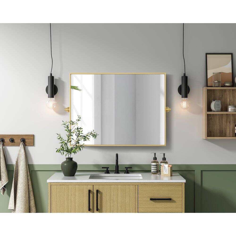 Alt View 10. Elegant Kitchen and Bath - Amoura 27X36 Pivot Mirror In Brass - Brass.