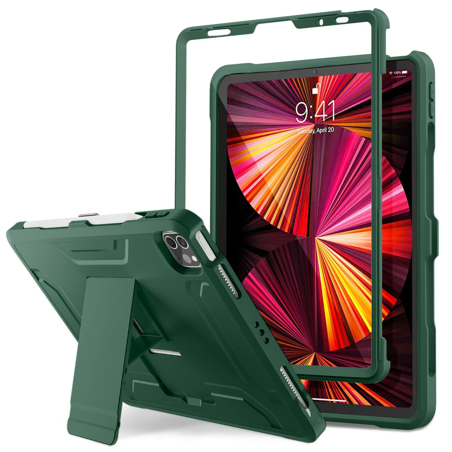 DTTO - Rugged Case with Screen Protector for iPad Pro 11" (2018-2022) & iPad Air 10.9" (4th/5th Gen) - Green