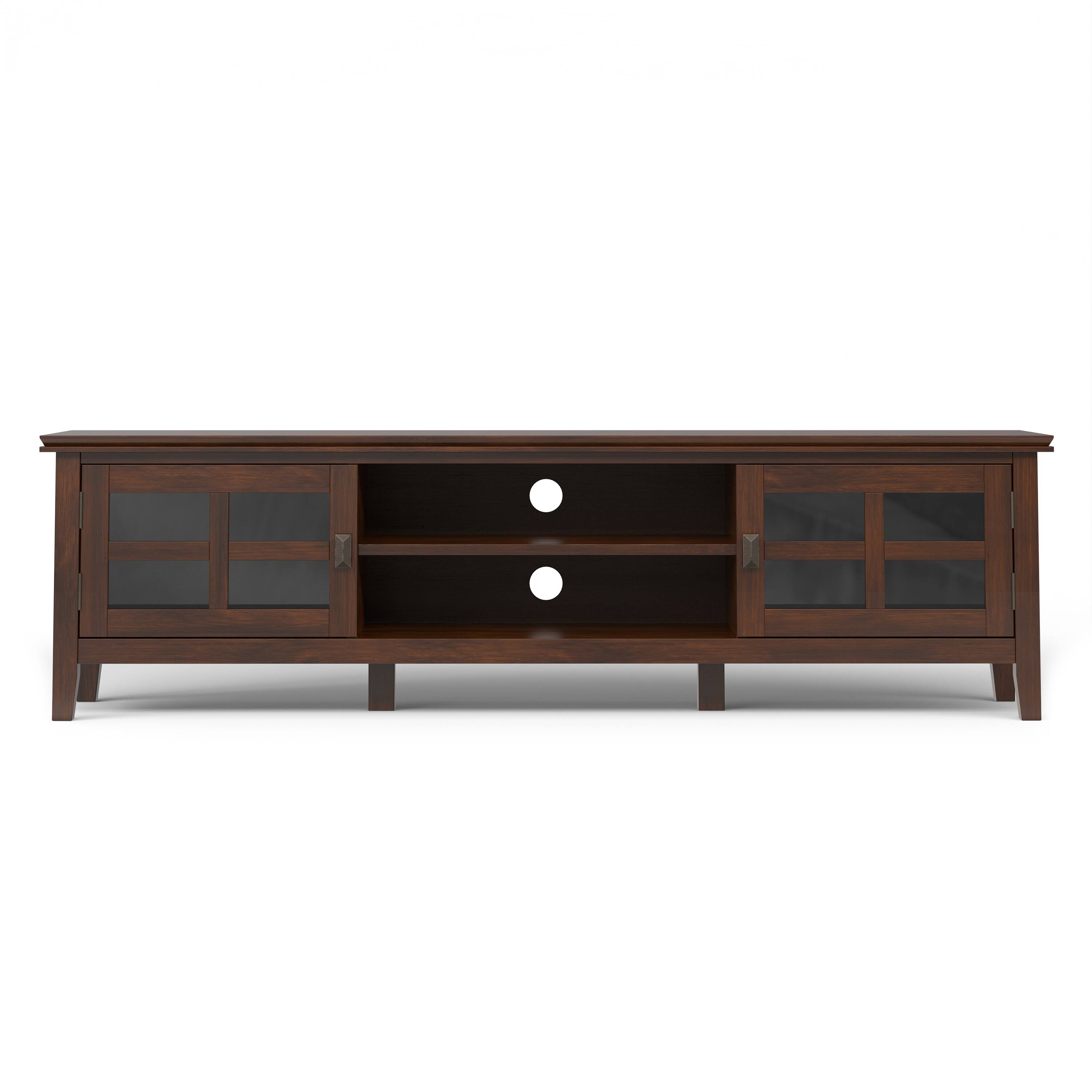 Left. Simpli Home - Artisan SOLID WOOD 72 inch Wide Transitional TV Media Stand in Russet Brown For TVs up to 80 inches - Russet Brown.