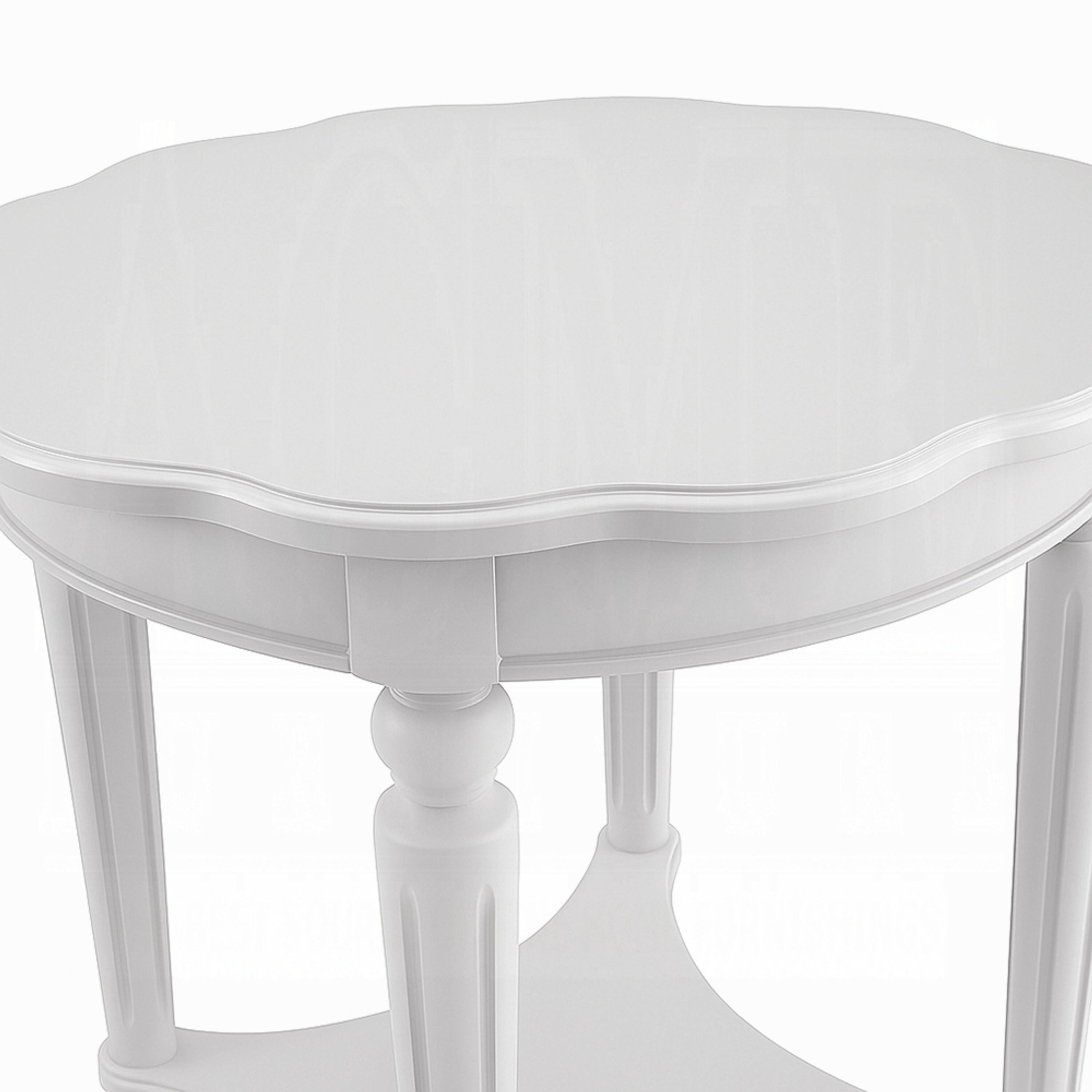 Alt View 4. Manhattan Lane - Fordon Wooden End Table, Scalloped Round Top - Antiqued Green.