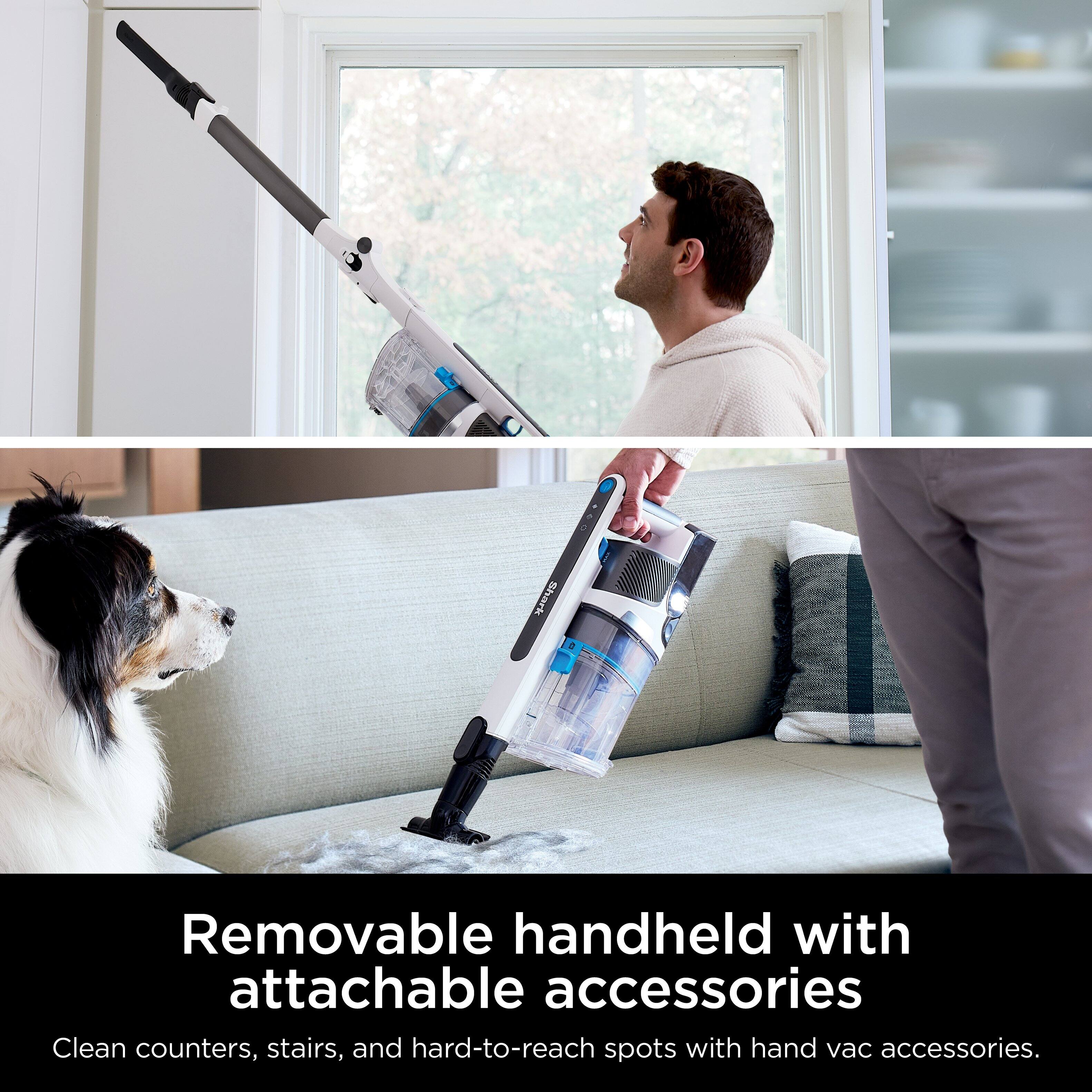 Shark Removable Handheld with Attachable Accessories: Clean counters, stairs, and hard-to-reach spots with hand vac accessories.