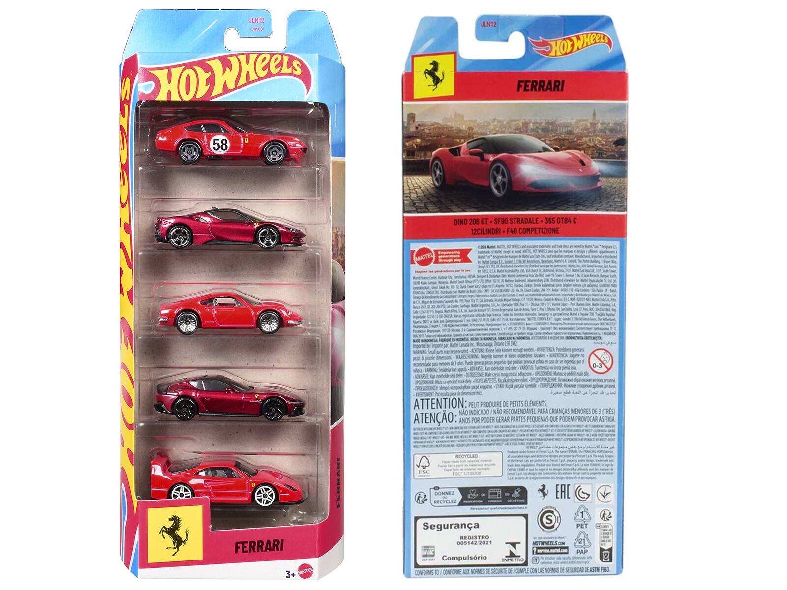 JLN12 XC HOWKELS JLN12 HOL WHEELS FERRARI 58 DINO 208 GT SFSO STRADALE 385 GT84 C 12CILINDRI F40 COMPETIZIONE MATTEL N MIRNNG e  WOTS 0-3 u DRE fgl  4 ATTENTION: PEUT PRODUIRE DE PETITS ÉMENTS NÃO INDICADO NO ECOMENDAVEL PARA CRIANÇAS MENORES DE (TRES) ATENÇÃO ANDS POR PODER GERAR PARTES PEQUENAS QUE PODEM PROVOCAR ASFOGA FS FSC DONNEZ RECYCLEZ EAC FERRARI 3+ AASTEL Segurana REGISTRO DOS 142/2021 Compulsório 5 CONFORMS - NE NORMES DE SECURITE DE S PET NOTWHETLE 21 PAP 2 E NORMAS DE SEGURIDAD ASTM FRZ