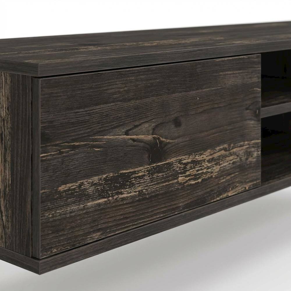 Alt View 4. FurniFact - Black Oak Wall-Mounted TV Stand with Engineered Wood Finish - Brown.
