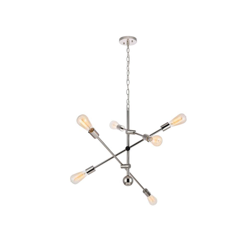 Alt View 1. Living District - Axel 6 Lights polished Nickel Pendant - Polished Nickel.