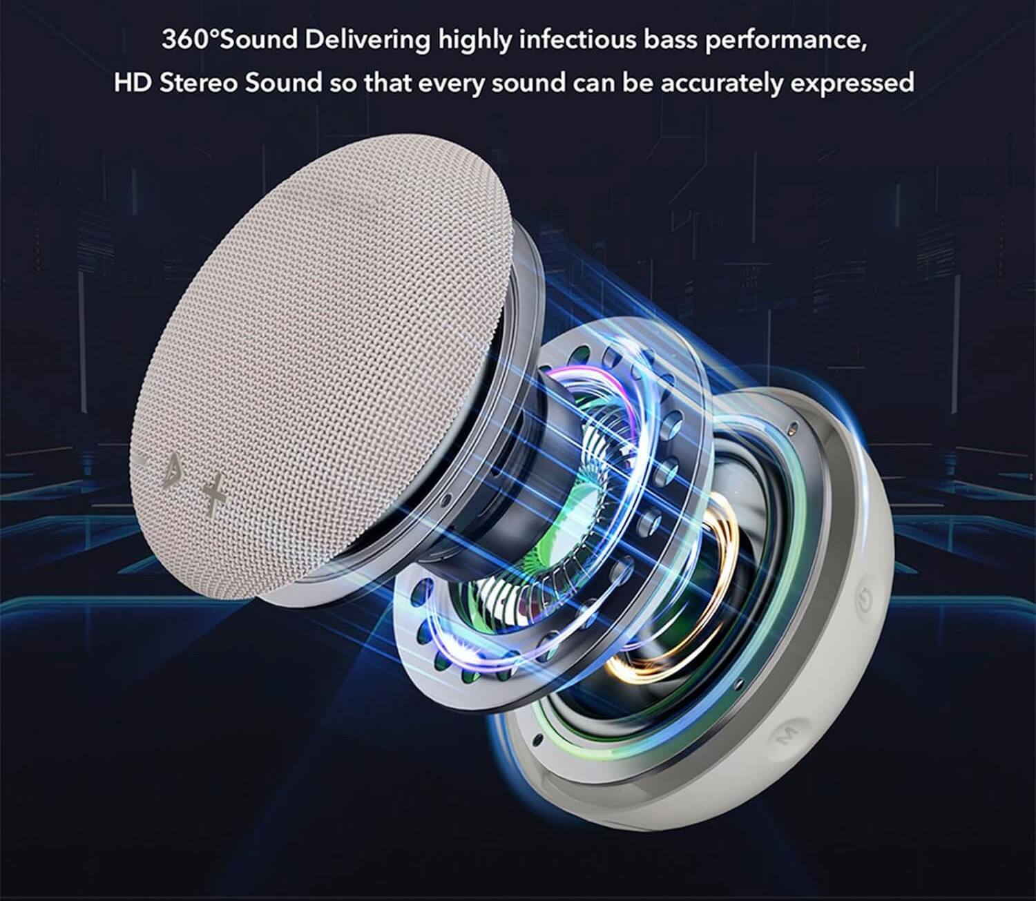 360° Sound Delivering highly infectious bass performance, HD Stereo Sound so that every sound can be accurately expressed