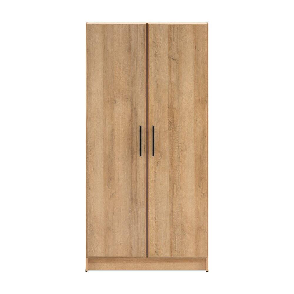 Front. Prepac - Elite 32 inch Storage Cabinet, 16" D x 32" W x 65" H, Oak - Oak.