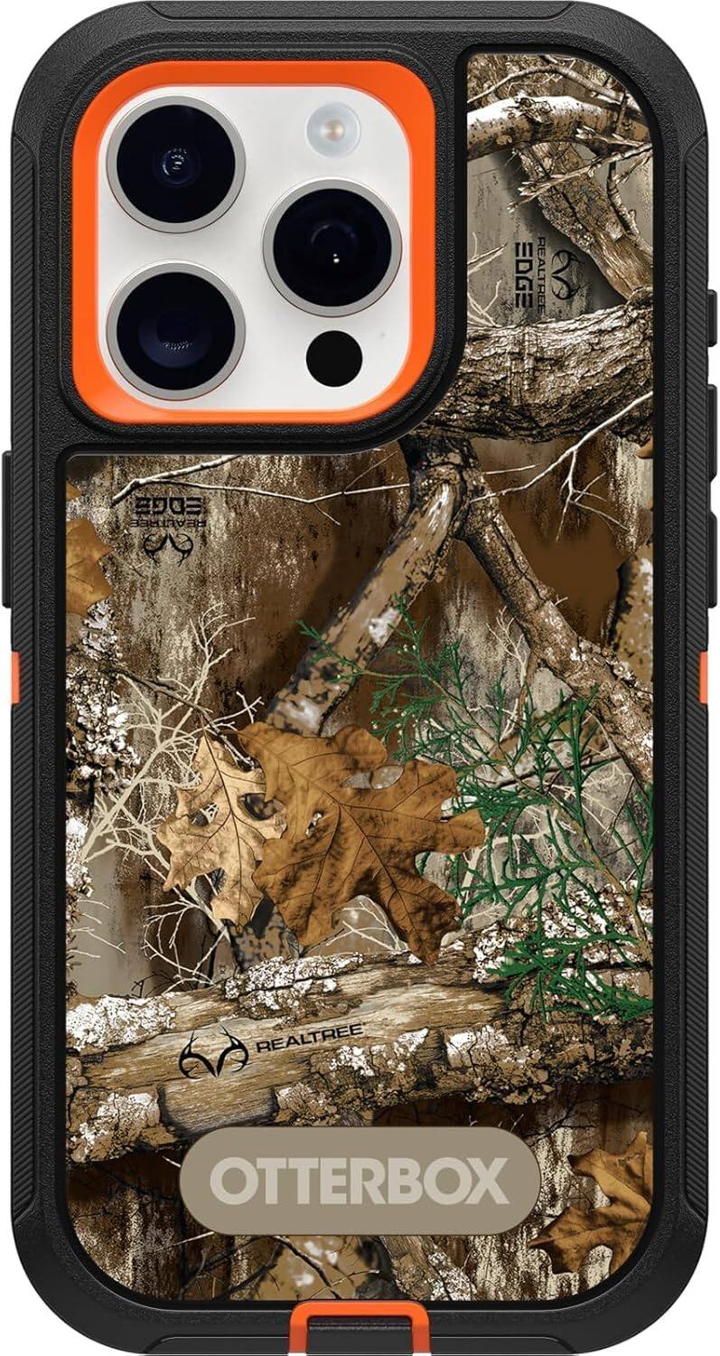 OtterBox - Defender Series Hard Shell For Apple iPhone 15 Pro - Realtree Edge (Black/Realtree Edge Graphic) - Realtree Blaze Edge (Camo)