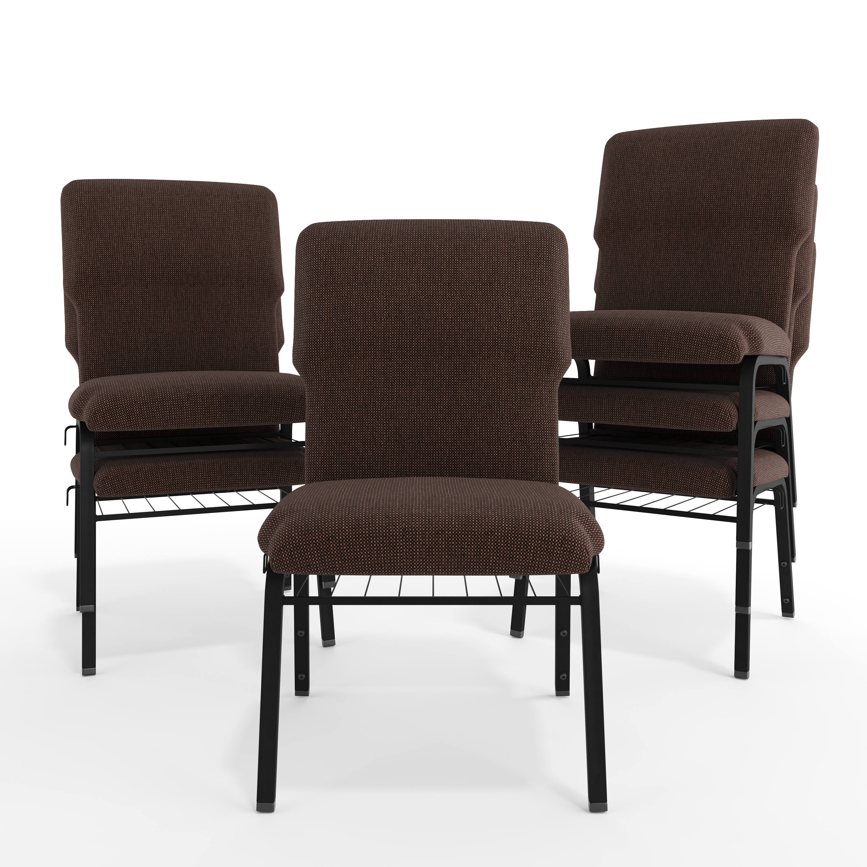 Alt View 10. Emma + Oliver - Discount Church Chair - 21 in. Wide - Java Fabric/Black Frame.