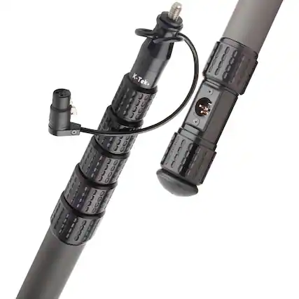 Front. K-Tek - K-Tek KP12CCR 12' KlassicPro Graphite 6-Section Boompole with KPCK12 Internal XLR Coiled Cable and KPCCR Side Exit.