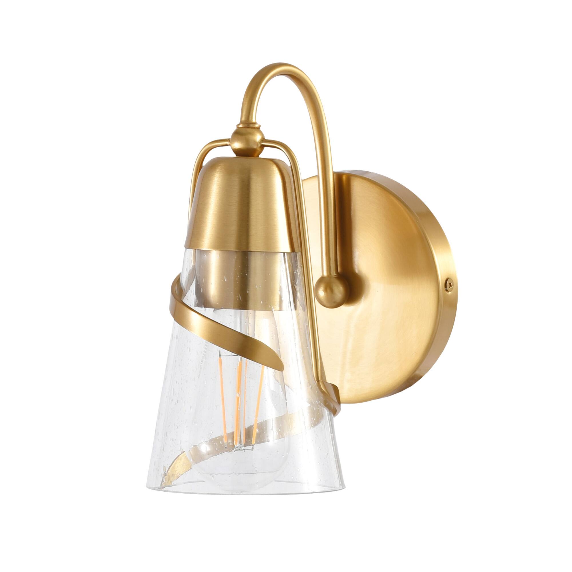 Alt View 4. Parrot Uncle - 5” Gold Glass Shade Wall Light - Gold.