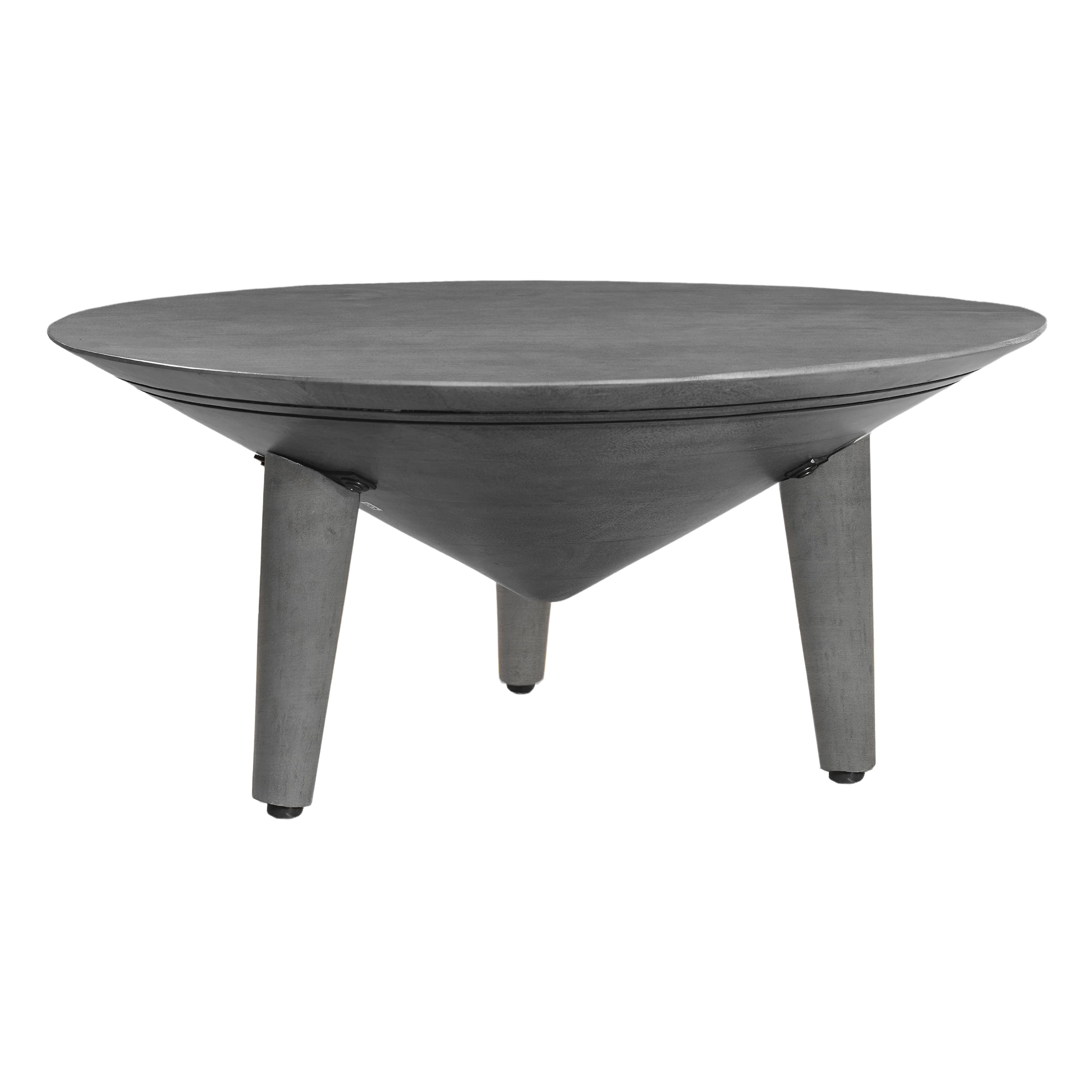 Front. Manhattan Lane - Venus 28 Inch Coffee Table with 3 Tapered Splayed Legs, Gray Mango Wood - Gray.