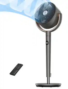 Dreo - Pedestal Fan with Remote, 42 in. Quiet Standing Fan for Home Bedroom, 120° Oscillating Floor Fan in Grey - Gray