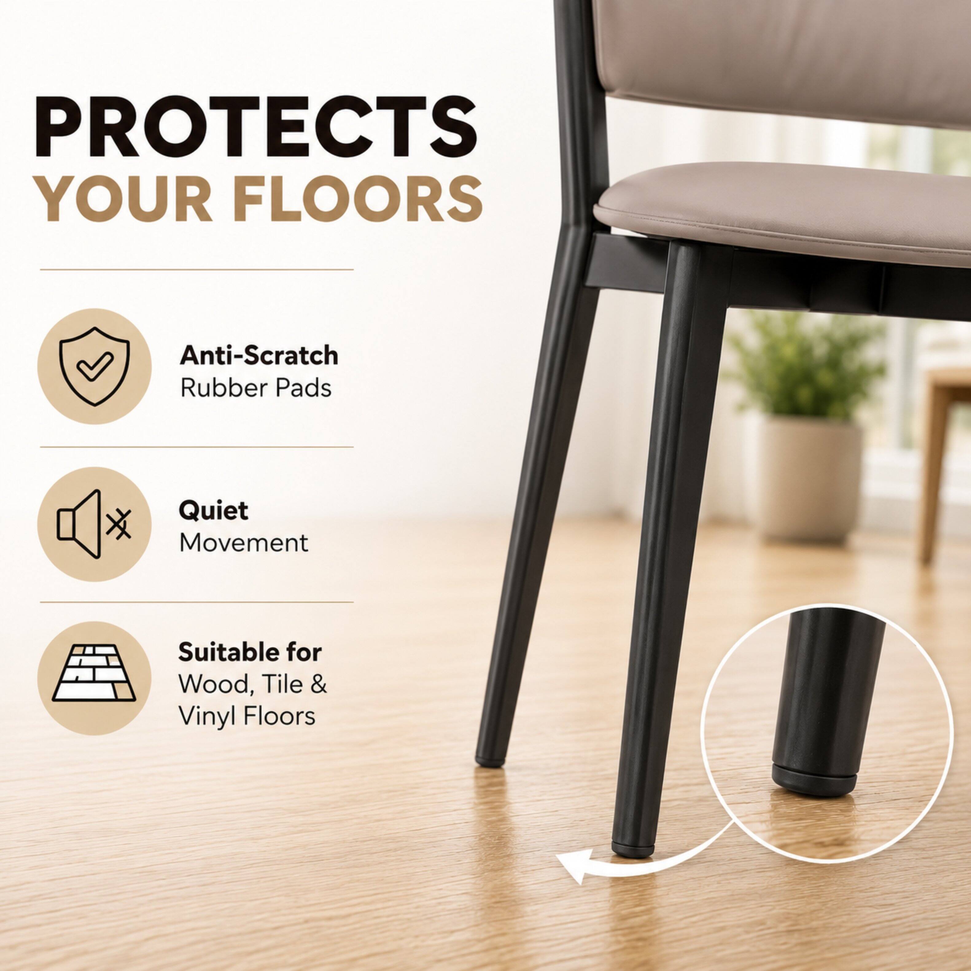 PROTECTS YOUR FLOORS

- Anti-Scratch Rubber Pads
- Quiet Movement
- Suitable for Wood, Tile & Vinyl Floors