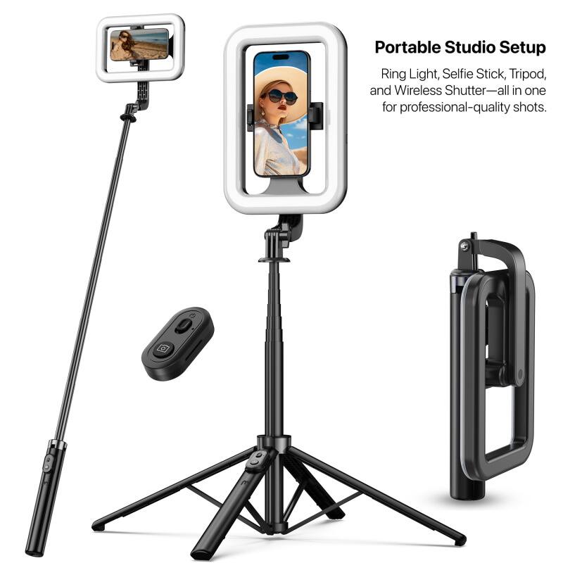 Portable Studio Setup
Ring Light, Selfie Stick, Tripod, and Wireless Shutter—all in one for professional-quality shots.