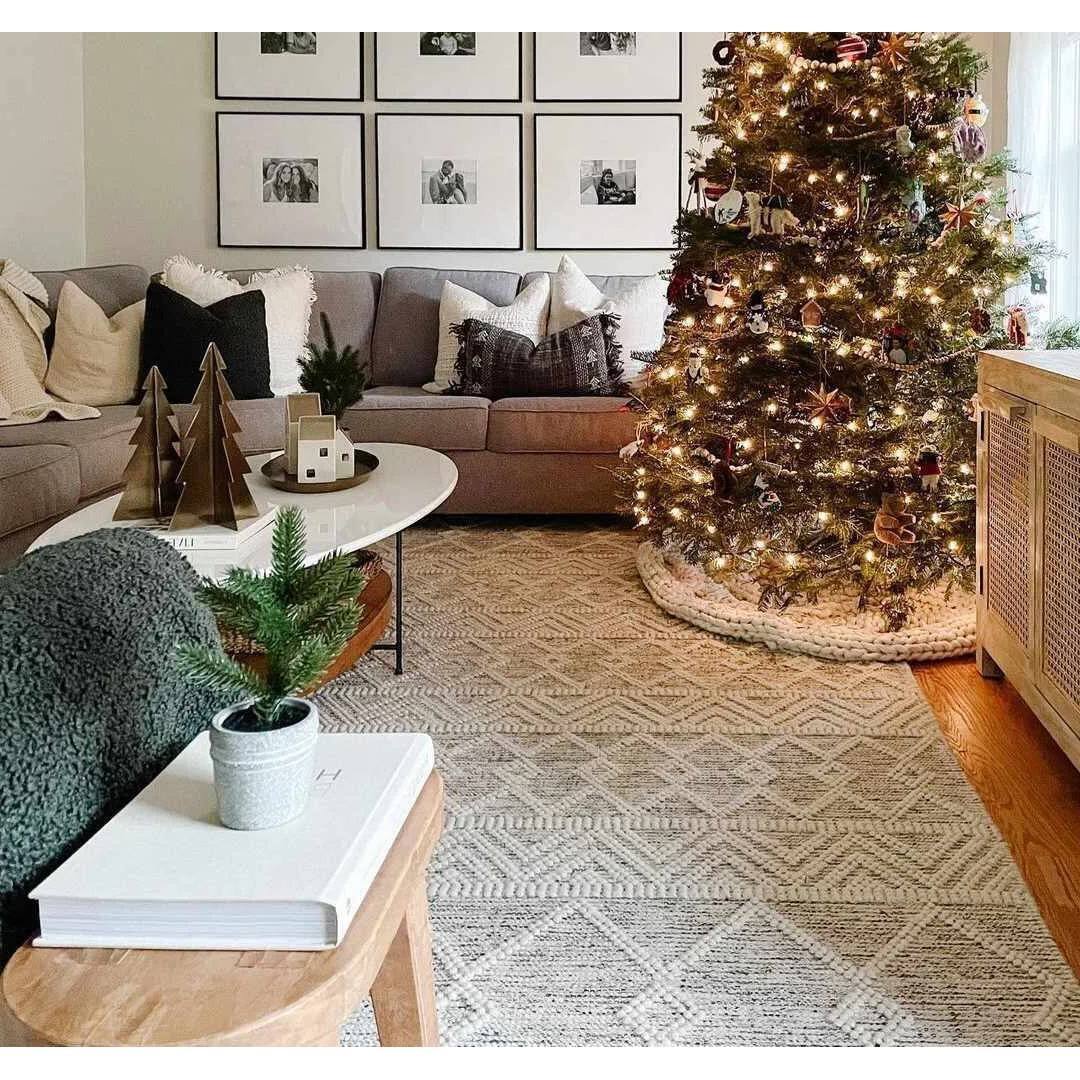 Alt View 1. Hivvago - 6-ft. x 9-ft. Hand Woven Wool Blend Grey Beige Ivory Persian Style Area Rug - Grey Beige Ivory.