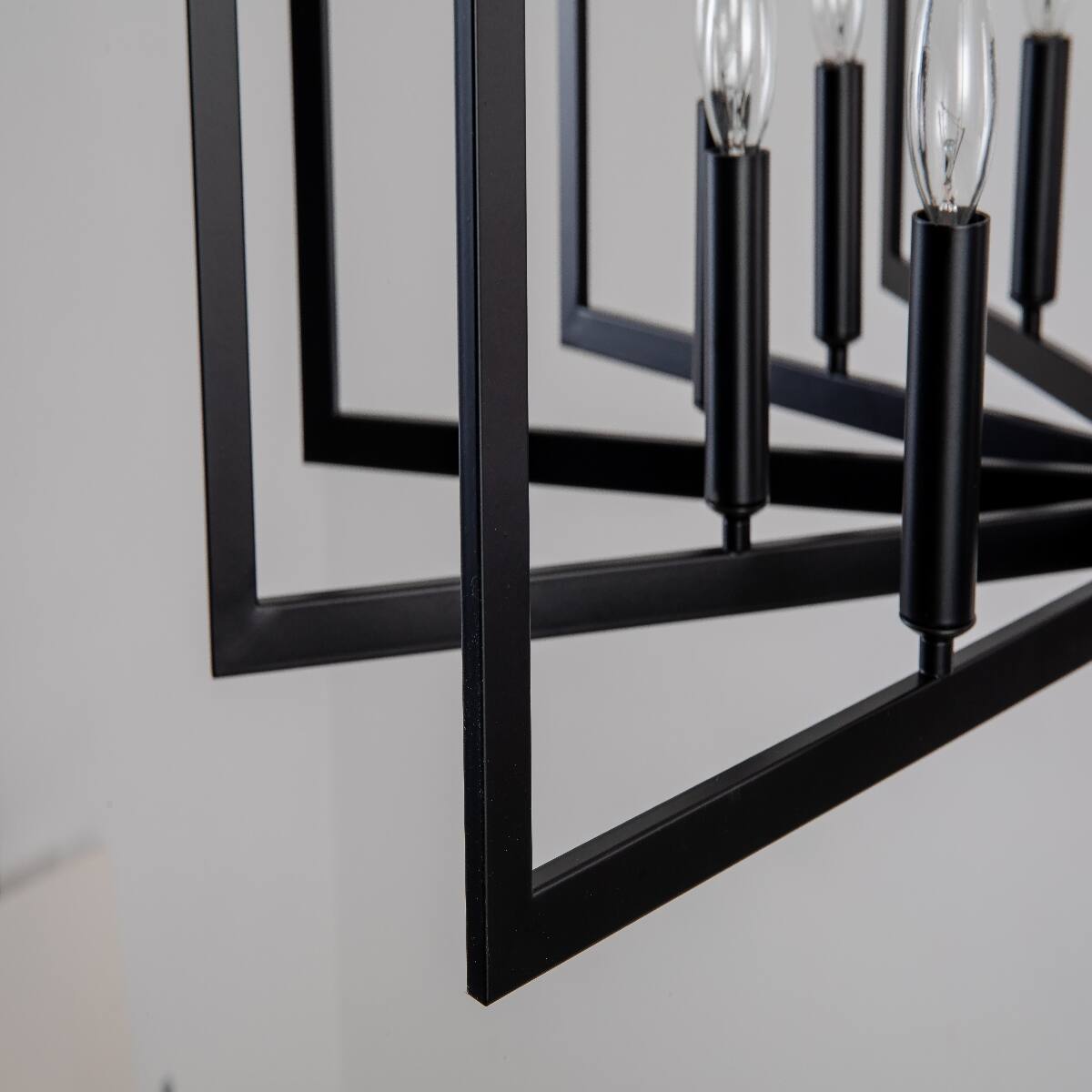 Alt View 3. Loheer - Loheer 12 Light Metal Lantern Chandelier Matte Black Tiered Pendant for Dining Room.