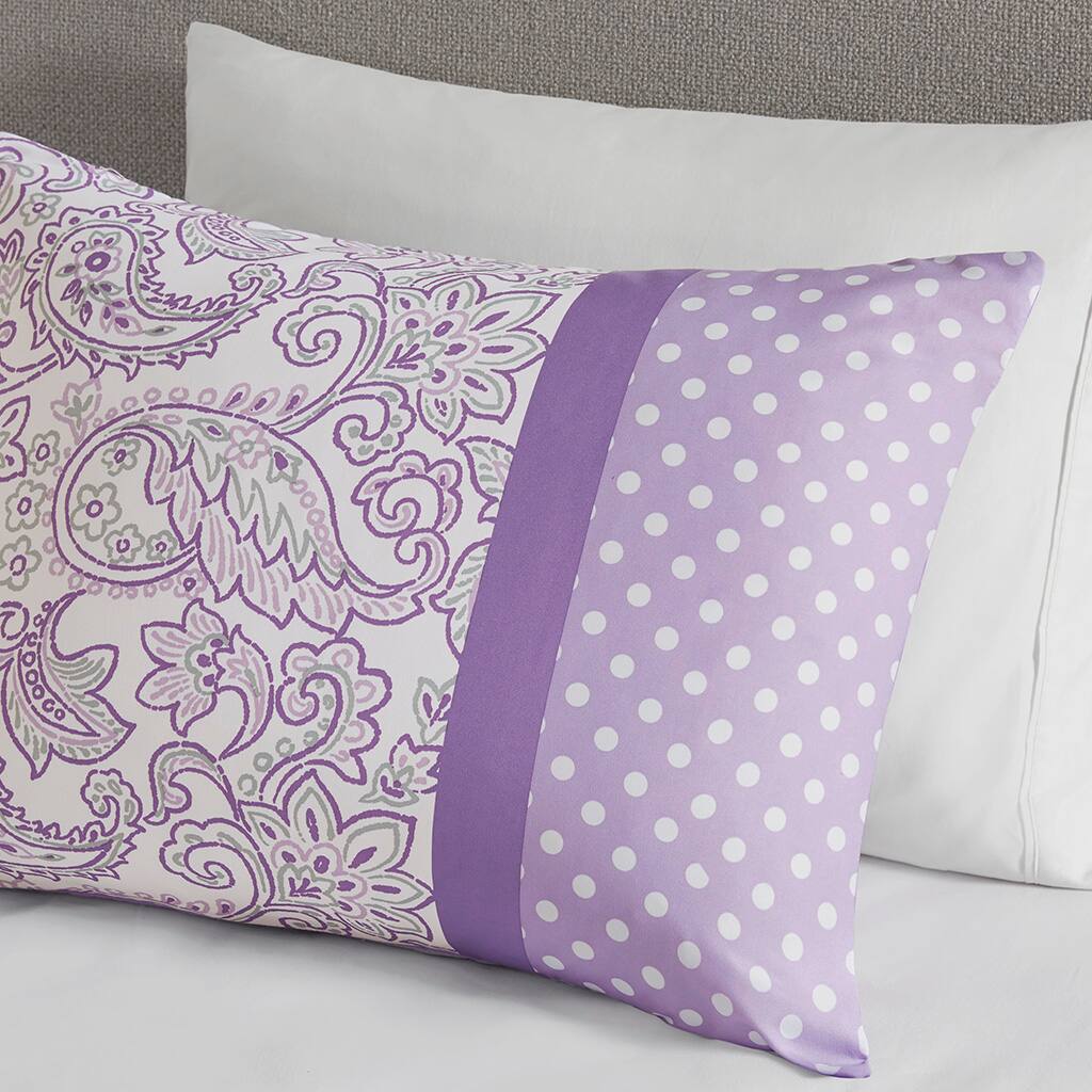 Alt View 2. Gracie Mills - Gracie Mills Lilibeth Striped motif of Floral Paisley and Polka dots Printed Comforter Set - Purple.