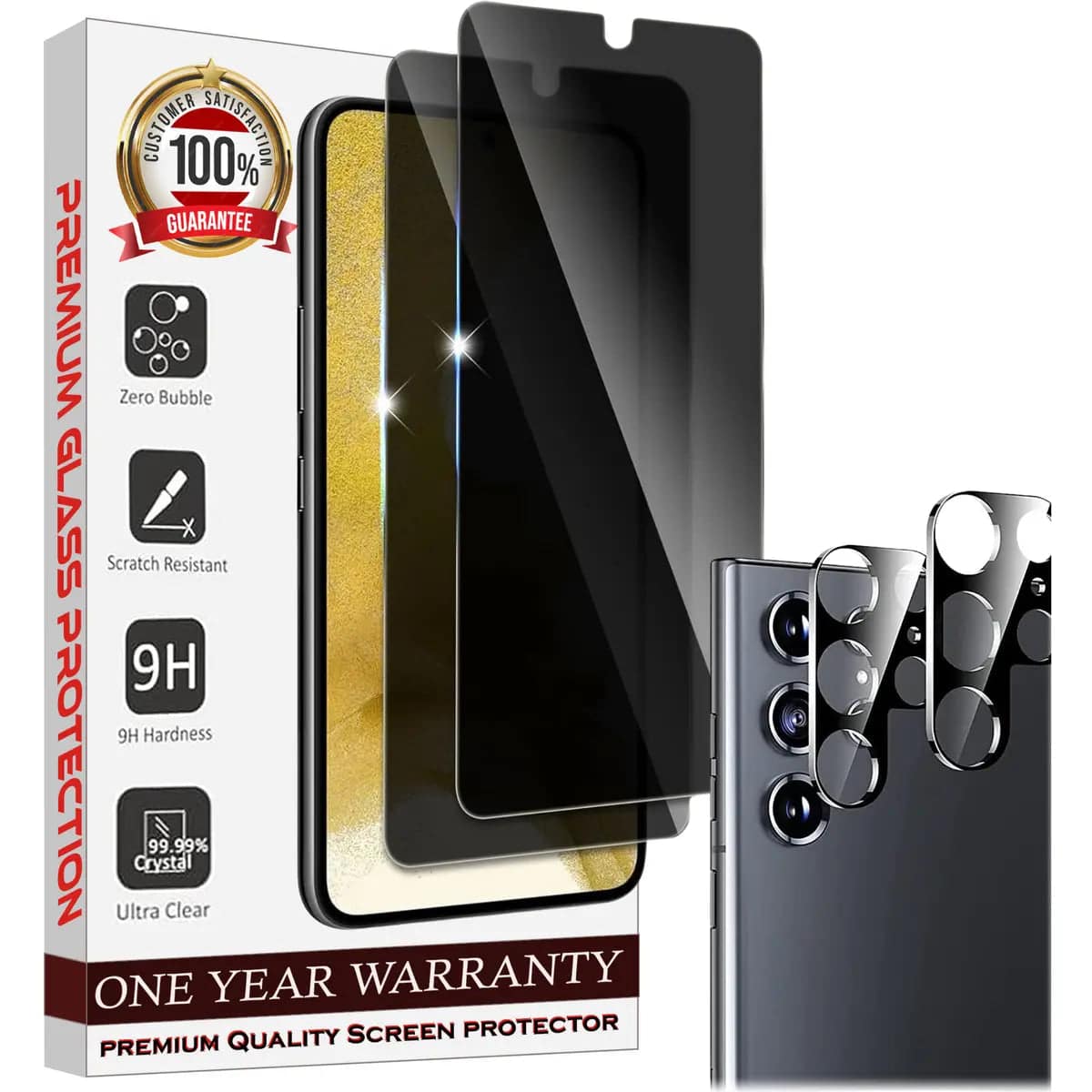 Entronix - Anti-Spy Privacy Screen Protector & Camera Lens Protector For Galaxy S21 Ultra - 4-Piece Combo - Transparent
