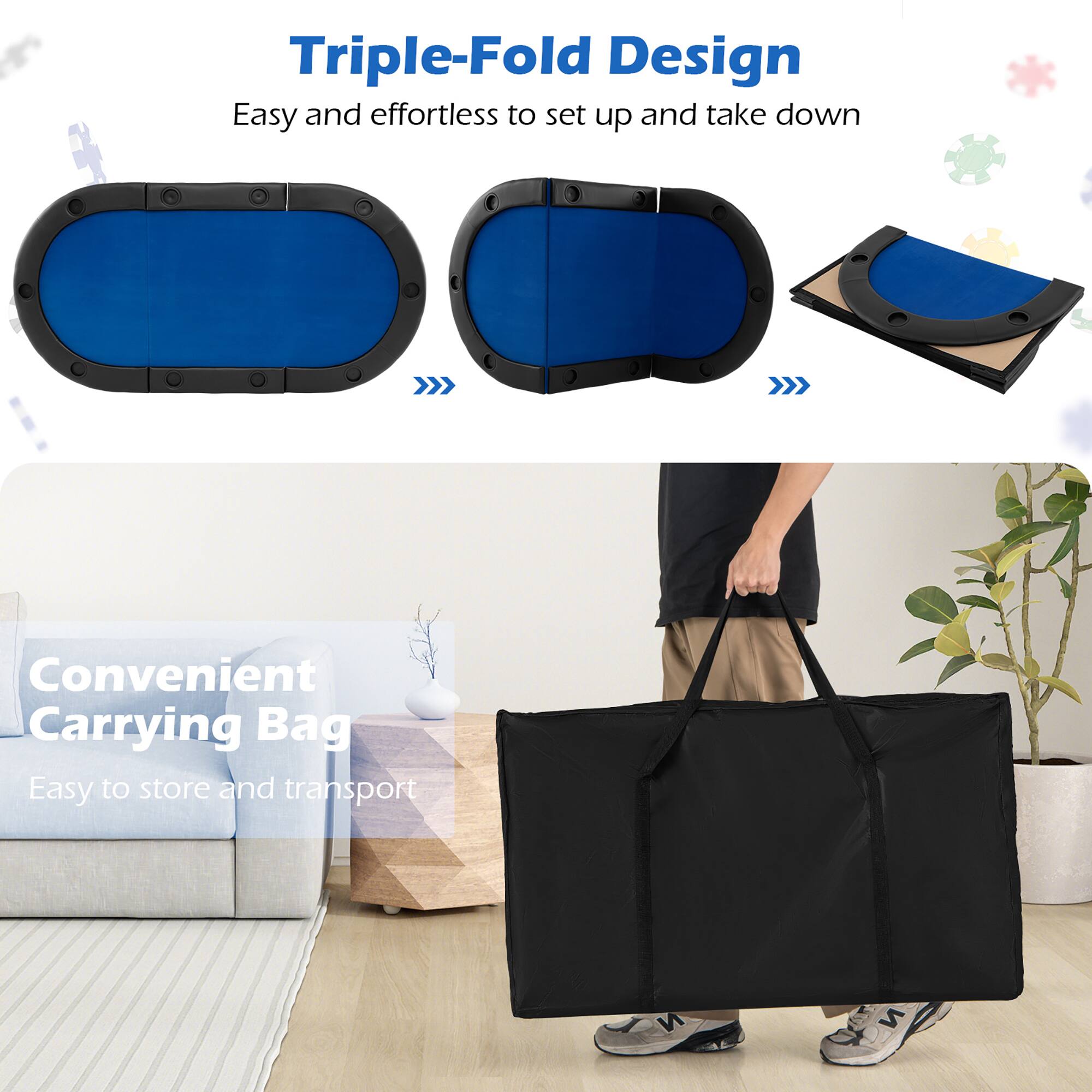 Triple-Fold Design  
Easy and effortless to set up and take down  

Convenient Carrying Bag  
Easy to store and transport