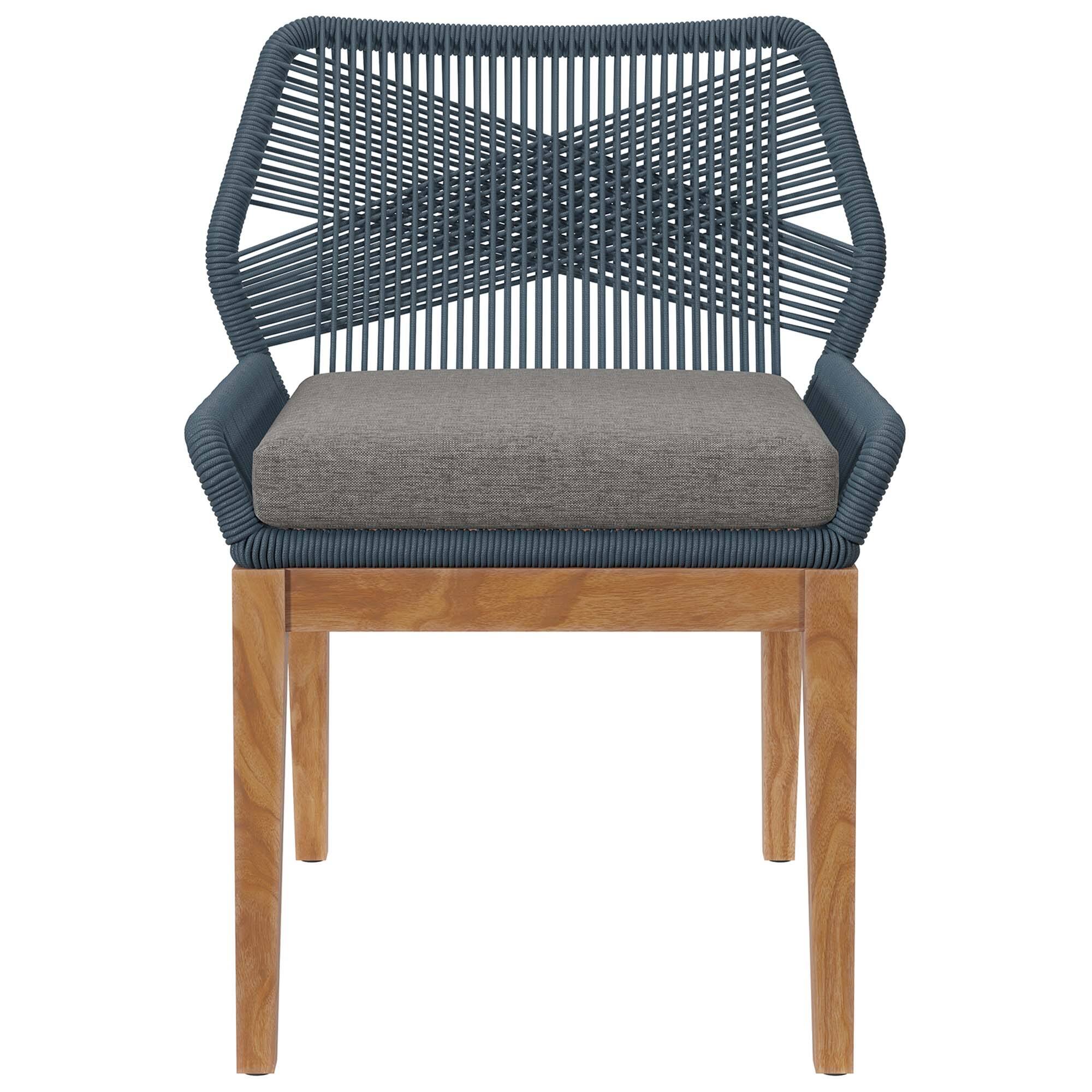 Alt View 3. Modway - Wellspring Outdoor Patio Teak Wood Dining Chair by Modway - Blue Graphite.
