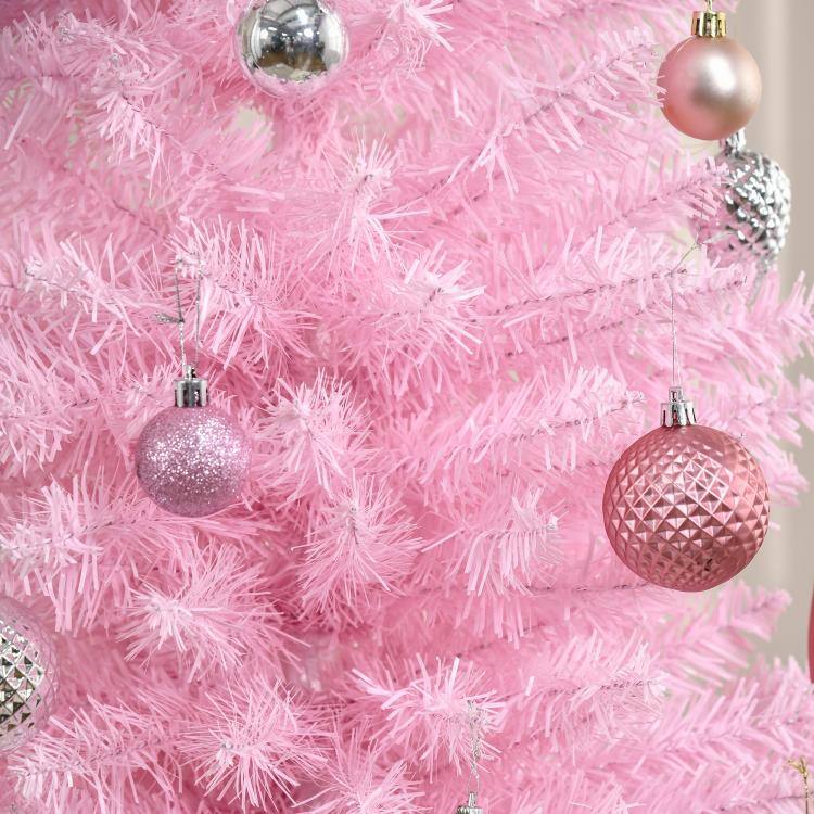 Alt View 9. PULUZ - 7ft Unlit Pencil Artificial Christmas Tree with Realistic Branches and 499 Tips, Plastic Base - Pink.