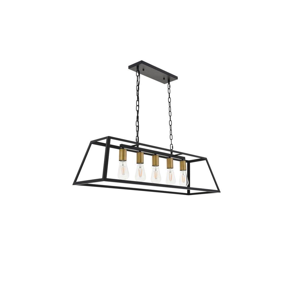 Alt View 2. Living District - Resolute 5 light brass and black Pendant - Brass And Black.