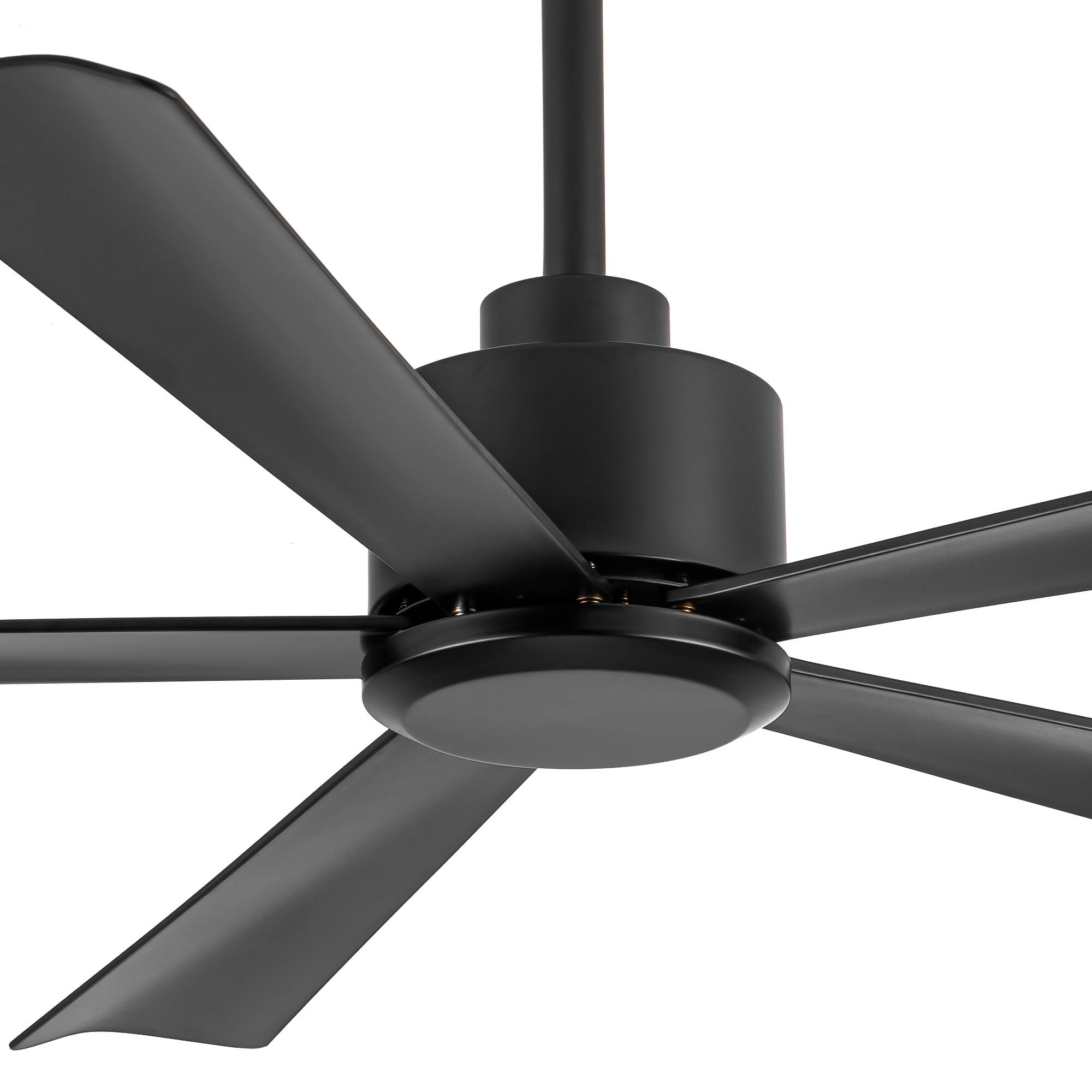 Left. Breezary - 52'' Modern Indoor Ceiling Fan without Light, 5 ABS Blades, 6-Speed Reversible DC Motor, Remote Control, 5-Inch Downrod - Black.