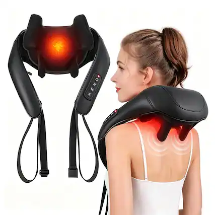 Front. Dazzed Corner - Shiatsu Neck & Shoulder Massager, Cordless 3D Kneading with Heat, Deep Tissue - Black.