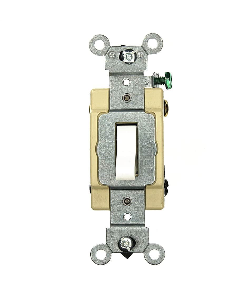 Amber Sporting Goods - Leviton CSB4-20W 20 Amp, 120/277 Volt, Toggle 4-Way AC Quiet Switch, Commercial Grade, Grounding - White
