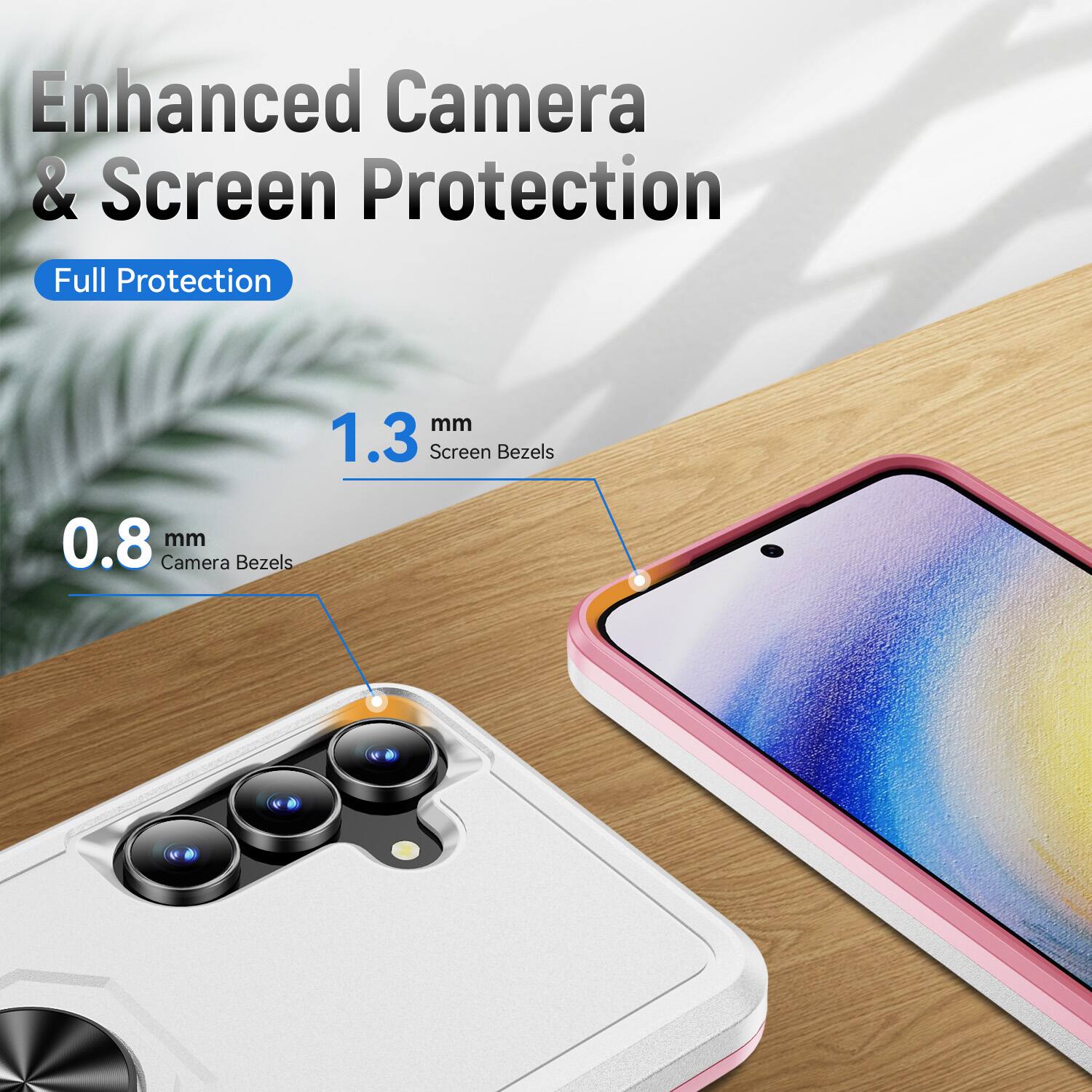 Enhanced Camera & Screen Protection  
Full Protection  
1.3 mm Screen Bezels  
0.8 mm Camera Bezels