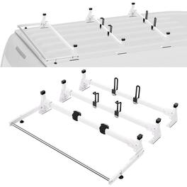 VEVOR - Trailer Ladder Rack, 54" 3 Crossbars Ladder Roof Rack, Heavy-duty Steel Van Roof Rack, 800 lbs Capacity Van Ladder Rack - White