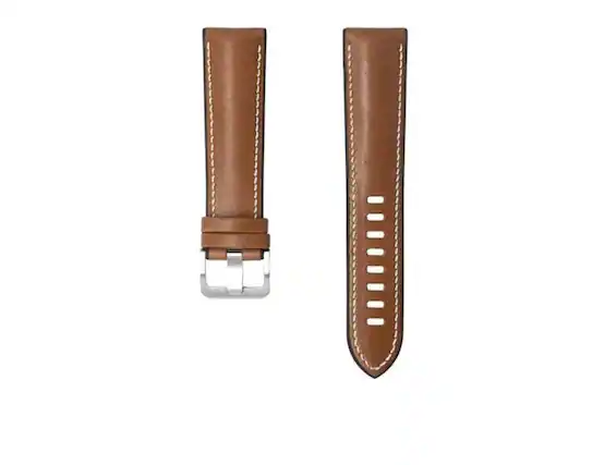 Front. Samsung - Novonappa Hybrid Leather 22mm Watch Strap | Color: Brown - Brown.