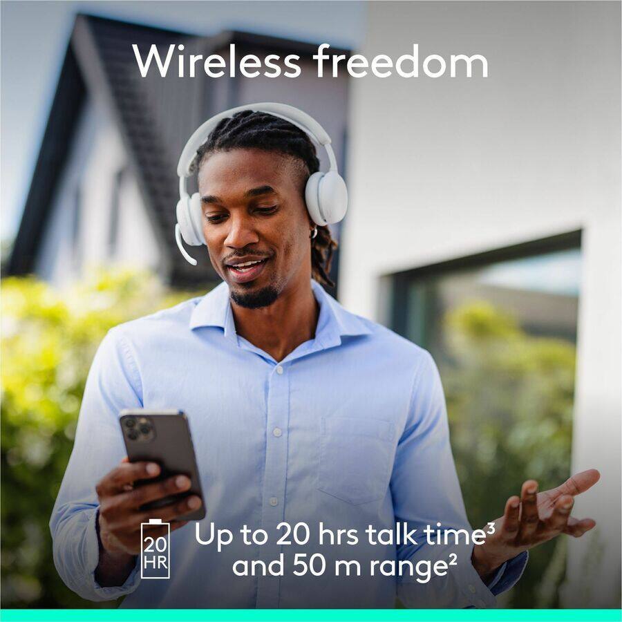 Wireless freedom

Up to 20 hrs talk time³ and 50 m range²