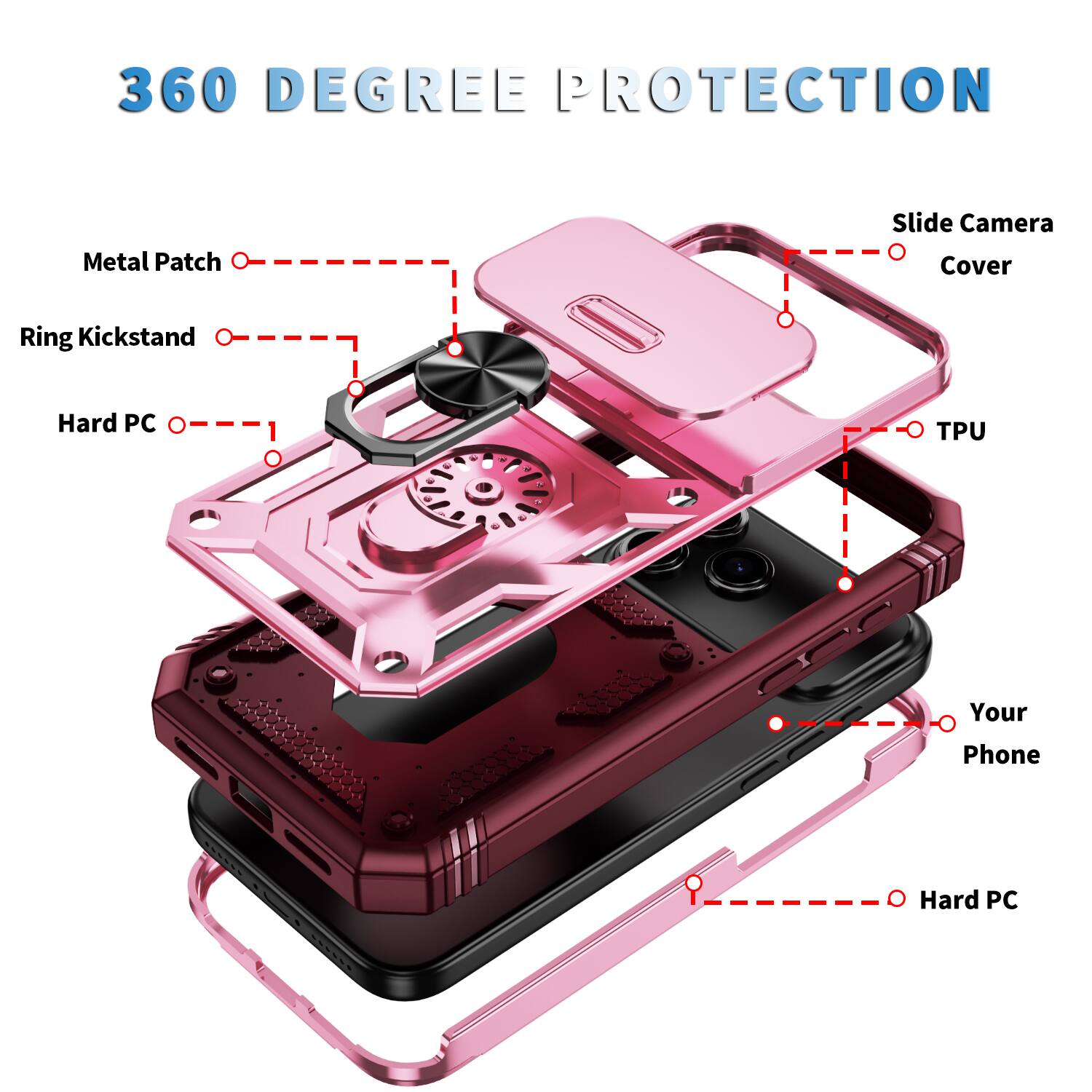 Dteck Slide Camera Lens Case For iPhone 17 Pro Max, Shockproof Magnetic ...