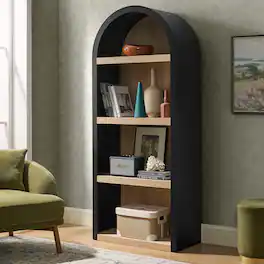 Caleb 4 Arched Display Shelf Bookcase by Modway - Black