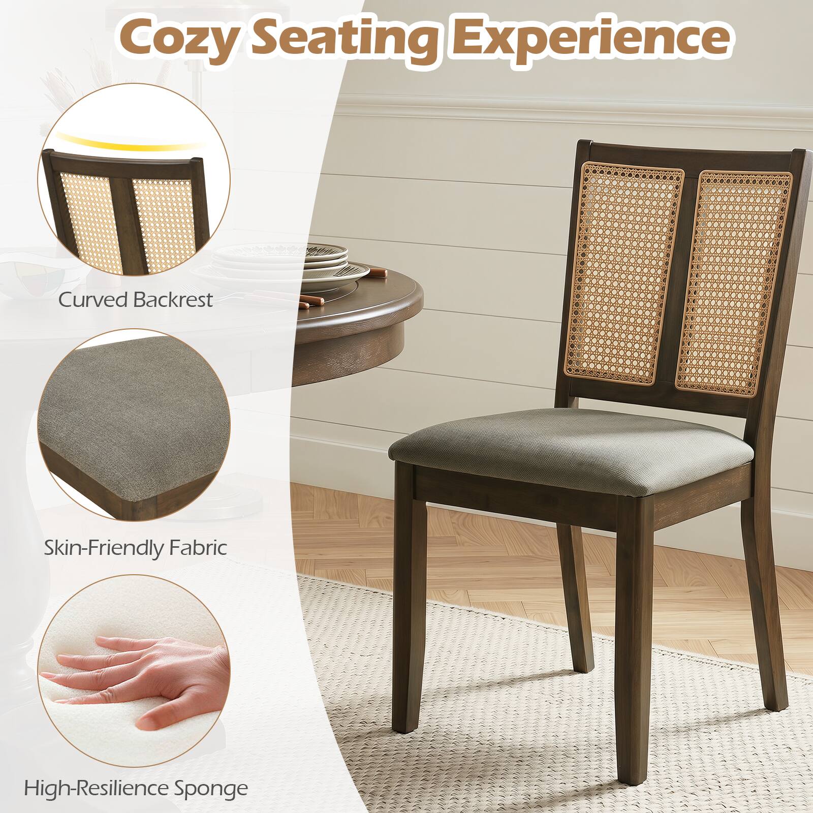 Cozy Seating Experience

- Curved Backrest
- Skin-Friendly Fabric
- High-Resilience Sponge